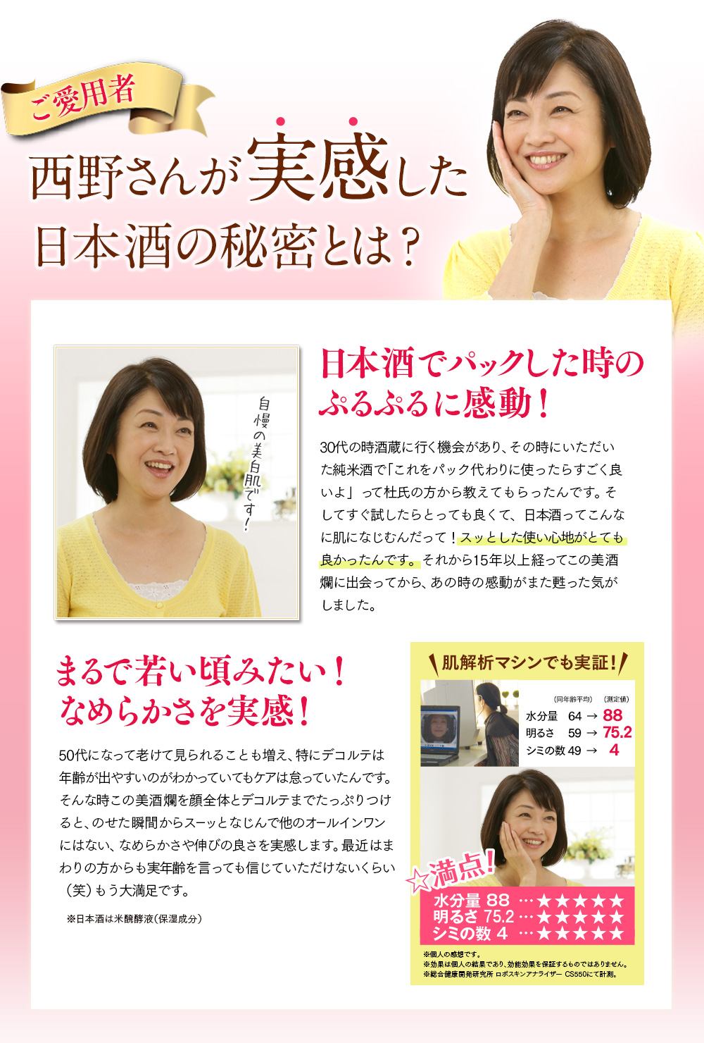 ご愛用者 西野さんが実感した日本酒の秘密とは？